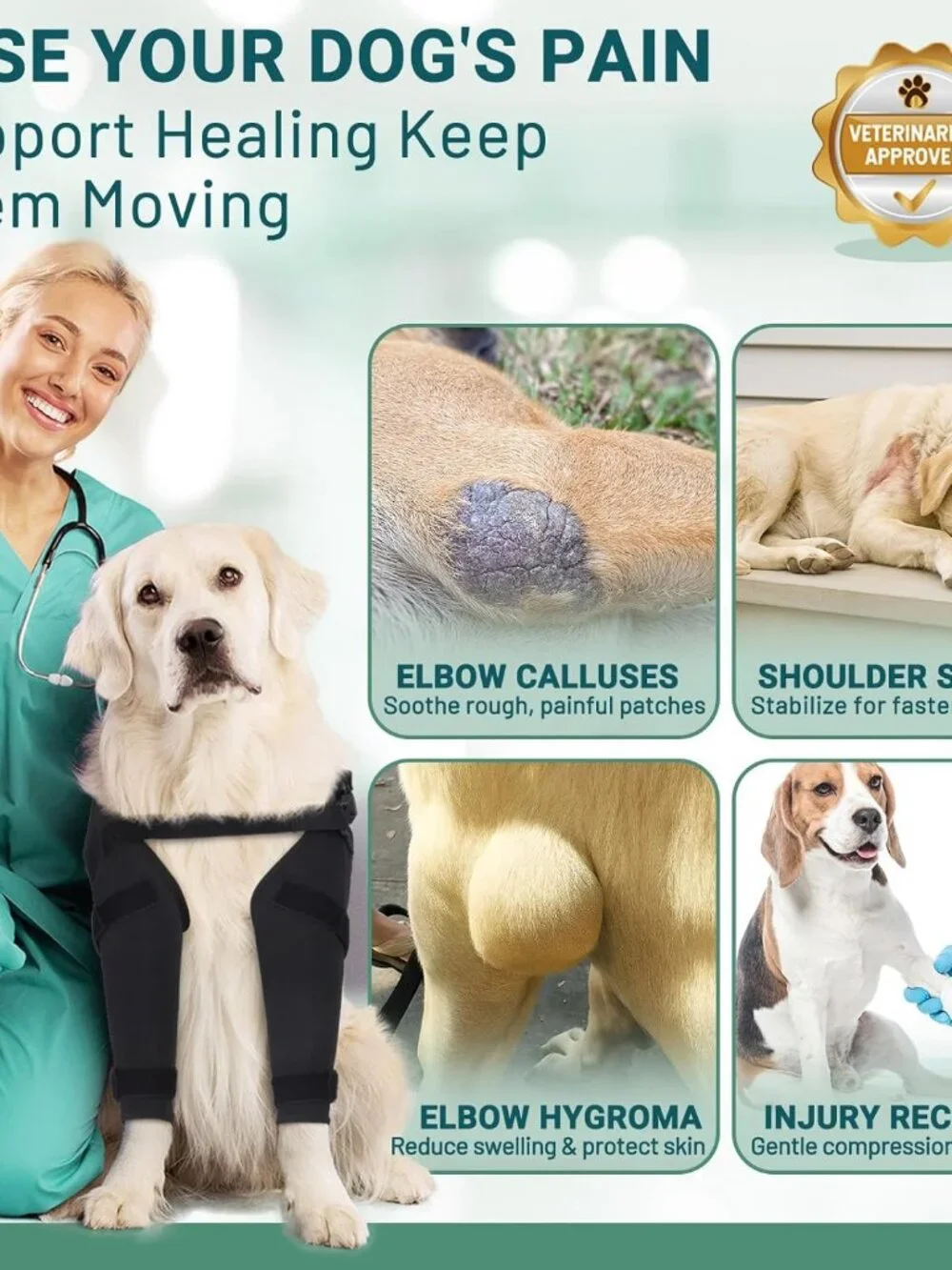 Dog Elbow Protector Brace, Dog Leg Sleeves Anti-Licking for Hygroma